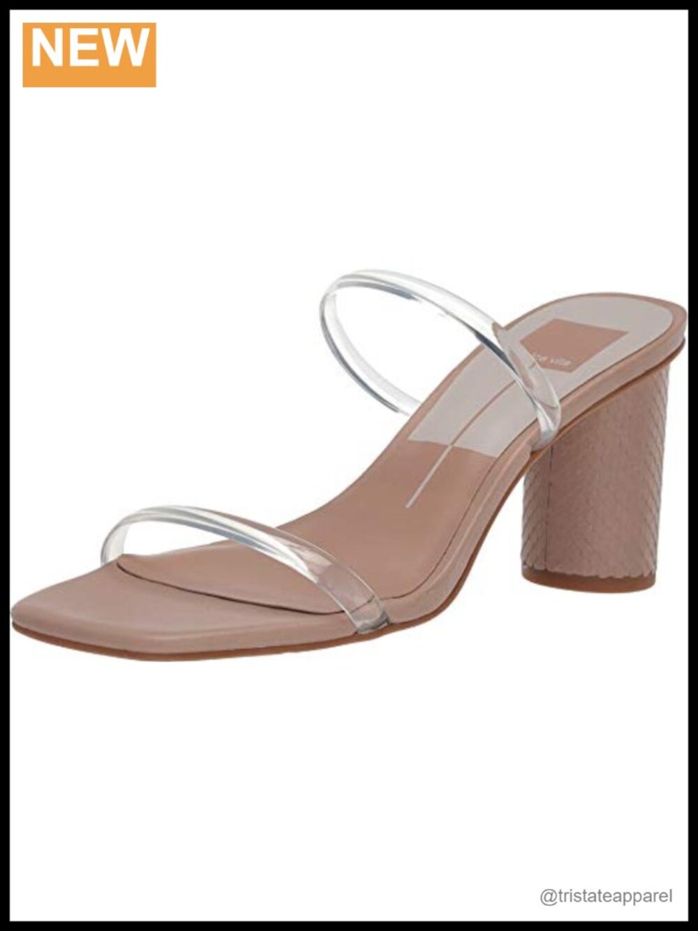 Women Heeled Slide Sandals With Rhinestone Block Heel